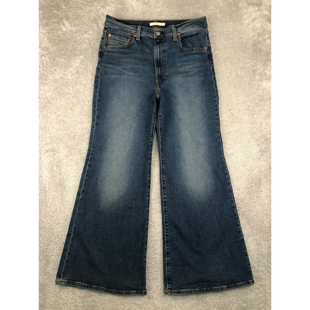 Levi's Jeans Women 33x29 (Tag 33x30) Blue Ribcage Bell High Rise Flare Denim